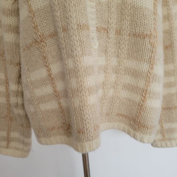 Vintage Talbots Lambswool Angora Cardigan Sweater Cream Soft Women Large - Picture 5 of 12